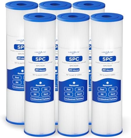 20 Micron 10" x 2.5" Pleated Sediment Well Water Filter Cartridge, 6 Pack by Locofiltr