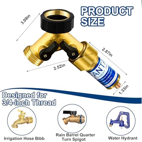 1Set Outdoor Faucet Freeze Protector, 3/4" Thread 2 Way Brass Hose Splitter - Image 2