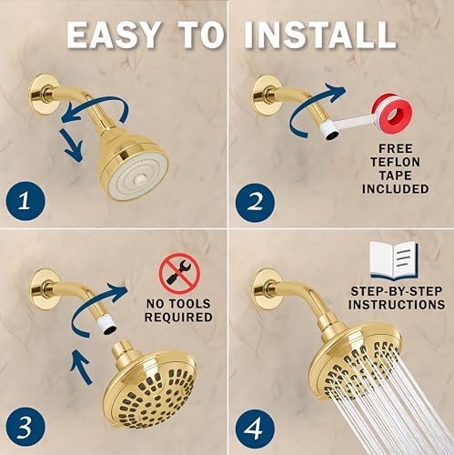 Aqua Elegante 6 Function Luxury Shower Head - 1.8 GPM - Polished Brass - Image 5