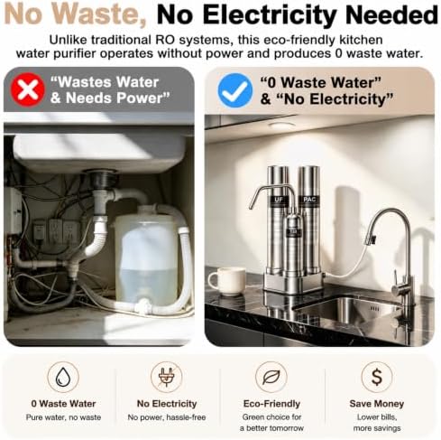 Vortopt F11 Countertop Water Filter System, 3 Stage Filtration, Silvery - Image 3