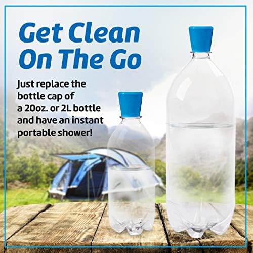 Impresa Water Bottle Attachment Shower Sprinkler Cap - Blue Silicone, 2-Pack, Fits 16oz-2L - Water Bottle Rinse Cap for Sand & Dirt Removal - for Camping & Hiking - Image 2