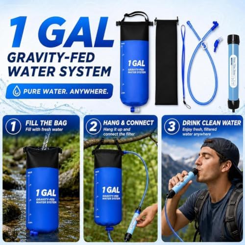 1 Gallon Portable Water Filter Straw Kit,Purifier for Camping and Emergency - Image 3