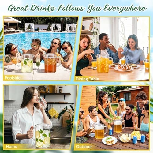 Tessco 12 Pcs Plastic Pitchers 60 Oz Clear Water Beer Jug Large,Fashion - Image 6