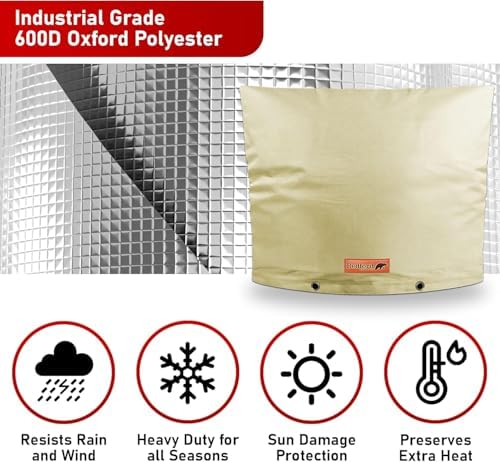 Redford Supply Co. Cold Snap (5°F) Backflow Preventer Insulation Cover, 36"W x 24"H, Pipe Insulation, Water Sprinkler Covers for Outside, Sprinkler Backflow Cover for Winter, Well Pump Bag (Beige) - Image 6