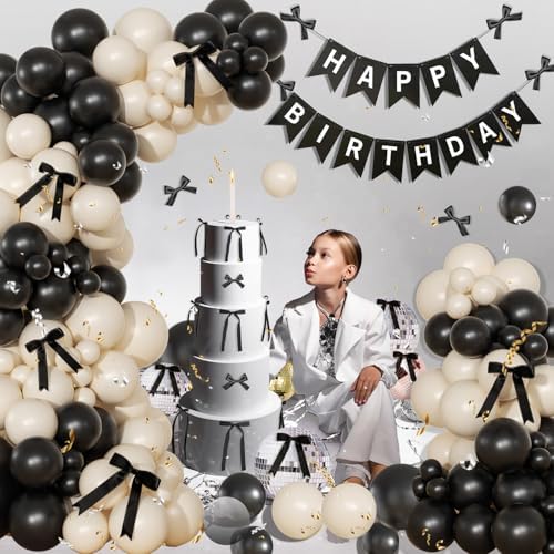 Black and Sand White Balloon Arch Kit for Birthday Decor - Image 2