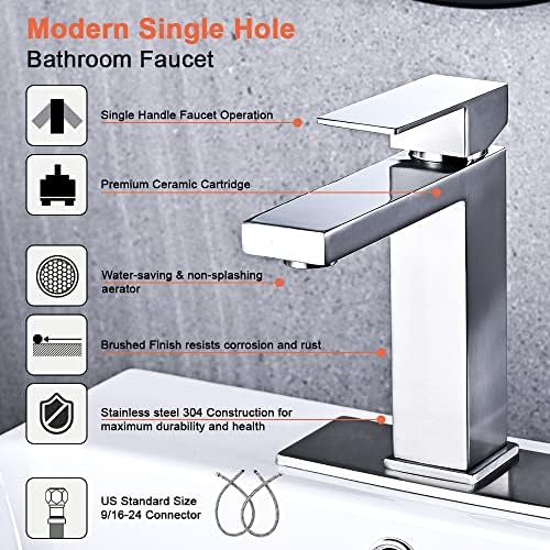 AVSIILE Brushed Nickel Bathroom Faucet, Single Hole Vanity Bath Faucet - Image 6
