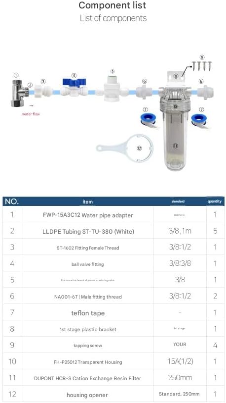 1-Stage Under-sink Housing Type Water Purifying Cation Removal Anion Exchange Resin Filter DIY Set: Rust Removal - Image 4