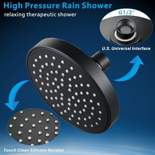 High Pressure Shower Head - 4.7“ Powerful Bathroom Pressure Boosting Rain Showerhead - Perfect Universal Replacement for Rainfall Shower Heads (Black) - Image 3
