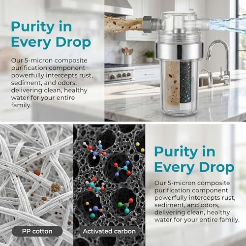 Shower Filter for Hard Water, Universal Inline Shower Head Filter with 3 Replacement PP Filters, Water Softener - Image 5