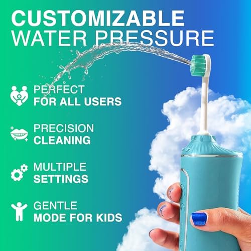 Professional Water Flosser - Advanced Dental Care for a Healthier Mouth, Gum, and Teeth - IPX7 Waterproof Oral Irrigator | 7 Replacement Tips, Travel-Friendly, Rechargeable - Oral Hygiene (Green) - Image 3