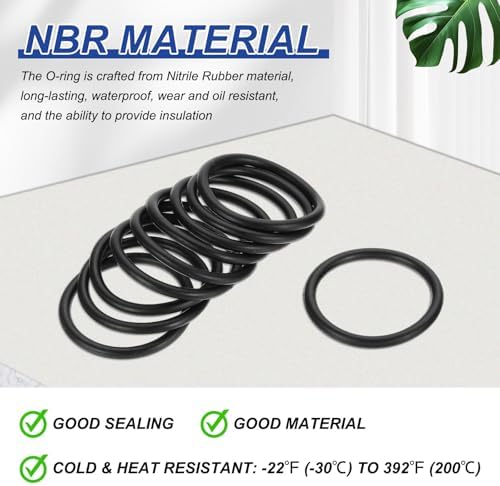 PATIKIL Silicone O Rings, 10 Pcs 1.4" OD 1.1" ID 0.12" Width Sealing O Ring Gasket Washers for Bathroom Sink Compressor Valves Pipe Hose Repair, Black (35x28.8x3.1mm) - Image 3