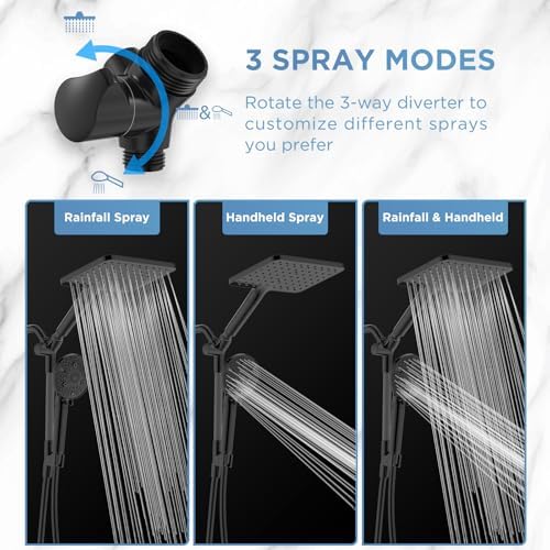 MakeFit Dual Filtered Rain Shower Head Combo, High Pressure Handheld Shower Head with Adjustable Bar - Rainfall Shower Head And Showerhead with Filter for Hard Water - Removes Chlorine - Image 6