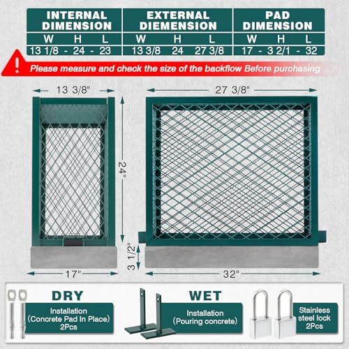 Steel Backflow Preventer Security Cage Cover, 34 3/8” L x 13 3/8” W x 24” H - Image 2