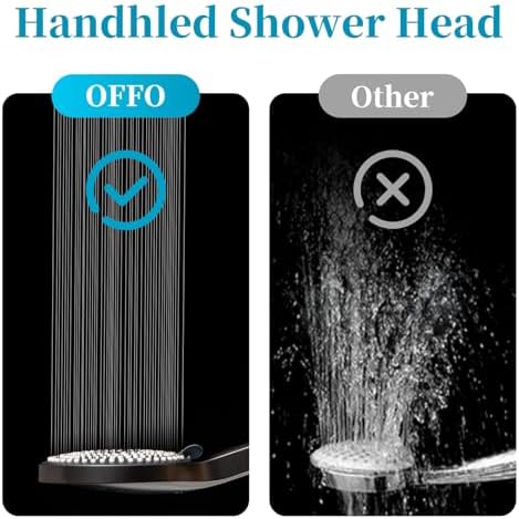 OFFO Handheld Shower Head, 6-Mode High Pressure Handheld Sprayer High Flow Large Powerful Boosting Handheld Showerhead for Low Water Pressure,Charcoal Grey - Image 4