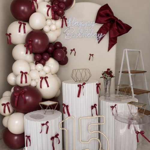 Burgundy White Balloon Arch Kit for Wine Birthday Party Supplies - Image 2