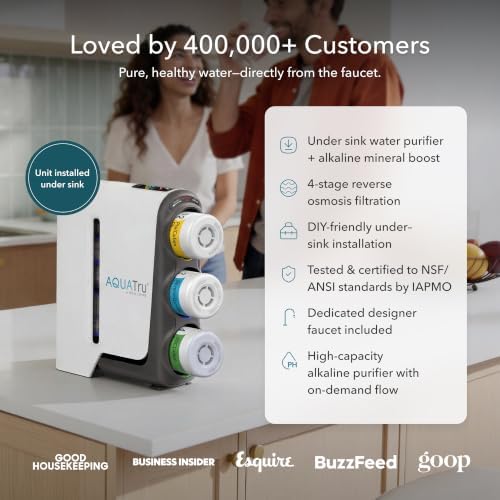 AquaTru Under Sink Reverse Osmosis Water Filter | 4-Stage Water Purification System | Certified to Remove 84 Contaminants Like Chlorine, Chromium 6, Forever Chemicals, Microplastics | Black Faucet - Image 5