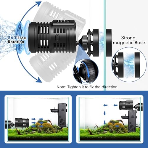 hygger 1320GPH Aquarium Wave Maker Pump with Strong Magnetic Suction Base, Ultra-quiet 360 Degree Rotating Submersible Power Head, for 20-60 Gal Freshwater Saltwater Tank - Image 3