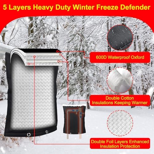 Backflow Preventer Insulation Weatherproof Covers, Pressure Vacuum Breaker Valve Insulated Covers Winter Freeze Protection, Outside Irrigation Sprinkler System Pipe Bag Pouch, 20''W x 32''H - Image 4