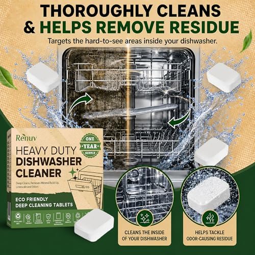 Renuv® Heavy Duty Dishwasher Cleaner & Deodorizer, Descaler, 12 XL Tablets - Image 5