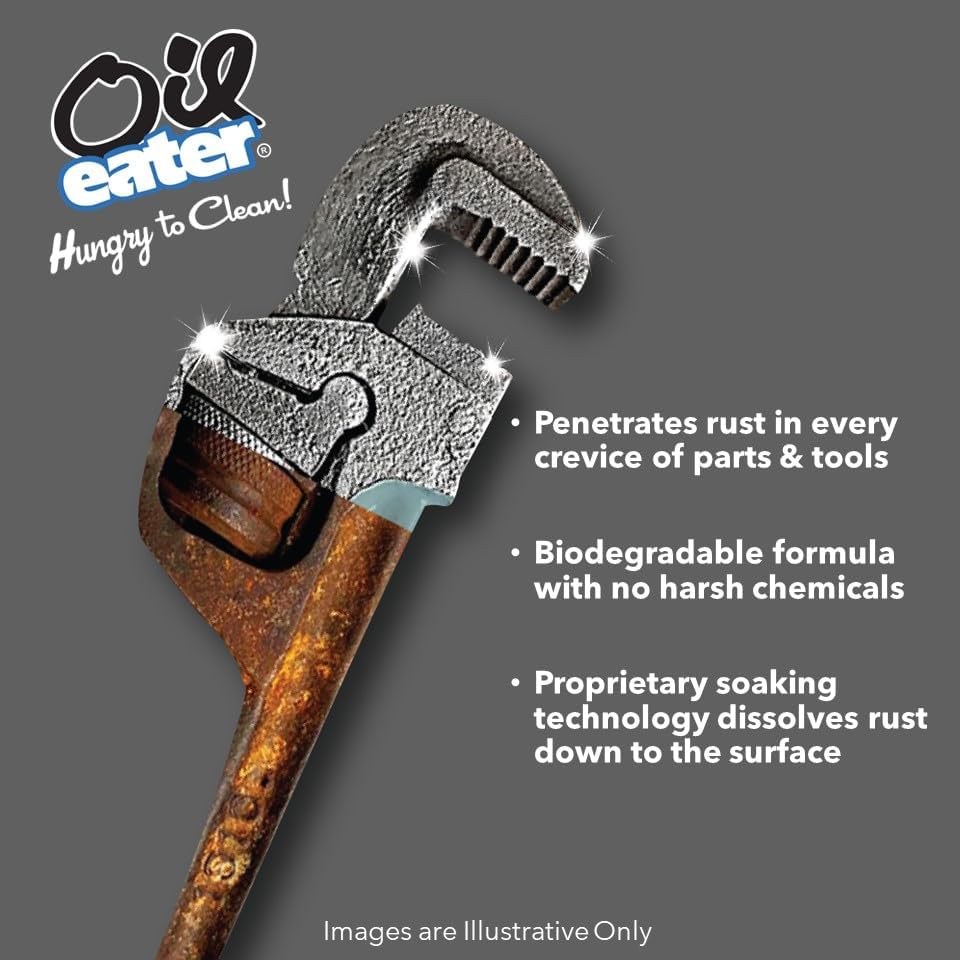 Oil Eater Overnight Rust Remover - Safe & Easy Soak for Tools, Auto Parts, Antiques, 32oz Concentrate - Makes 1-Gallon, (Pack of 6) - Image 6