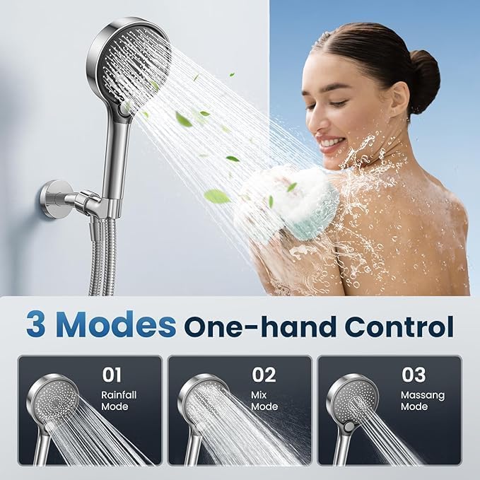 Shower head with handheld - filtered shower head with 3 Spray Modes - Adjustable Angle Showerhead Water Softener with Replacable Filter - Pack with Hose - Image 5