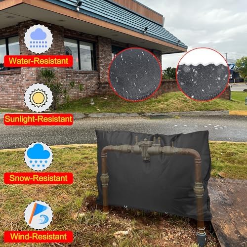 Backflow Preventer Insulation Weatherproof Covers, Pressure Vacuum Breaker Valve Insulated Covers Winter Freeze Protection, Outside Irrigation Sprinkler System Pipe Bag Pouch, 30''W x 24''H - Image 5