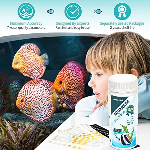 Umlecoa 7 in 1 Aquarium Test Kit for Freshwater and Saltwater - 125 Aquarium Test Strips with Test Tube & Thermometer - Fast & Accurate Water Testing Strips for Aquarium/Pond/Pool - Image 5