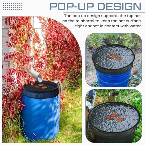 SATINIOR 4 Pcs 24.8 Inch Pop-up Rain Barrel Mesh Cover - Image 4