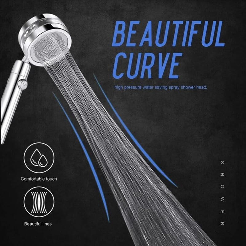 Shower Head - High Pressure Turbo Shower Head, Chrome Finished Bathroom Rainfall Shower Head With Handheld Spray & Adjustable 360° Spin Rotation For Luxury Shower Experience - Image 5