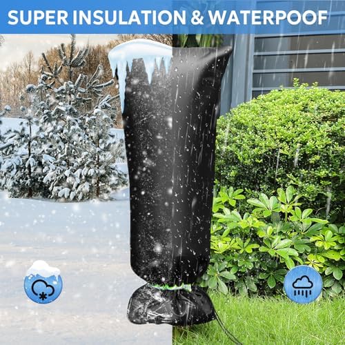 MIXC Outdoor Faucet Covers for Winter Freeze Protection, 15" x 35" Hose Bib Covers for Winter, Reusable Thicker Waterproof Insulated Spigot Cover - Image 3