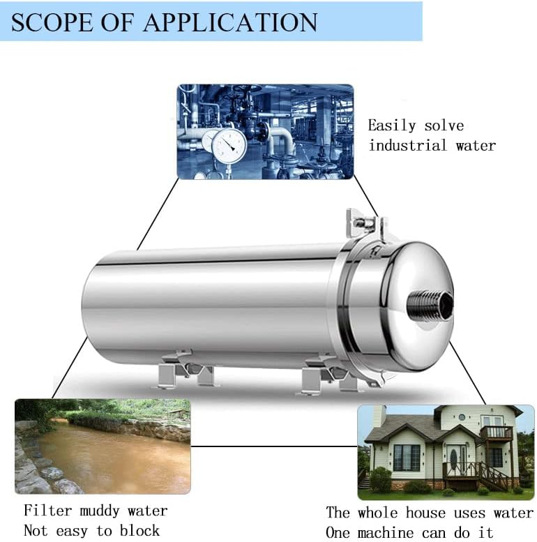 INTBUYING Stainless Steel Ultrafiltration Membrane Filter PVDF Ultrafiltration Membrane External Pressure Washable Water Purifier Whole House Water 1000L/H - Image 6