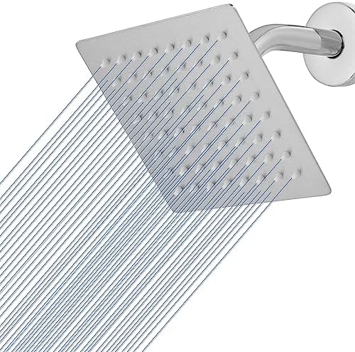 Voolan Rain Shower head, High Pressure Shower Head Made of 304 Stainless Steel, Relaxed Shower Experience Even at Low Water Flow and Pressure(6" Brushed Nickel) by Voolan