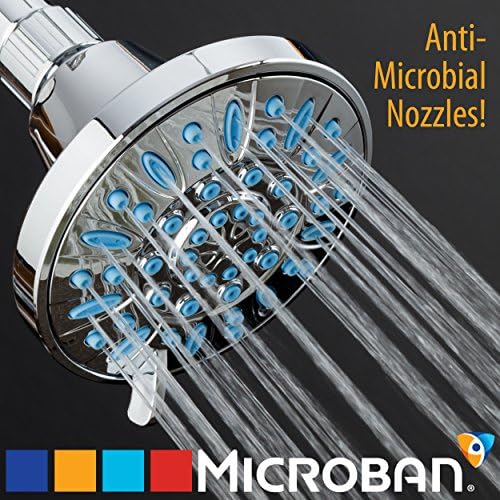 AquaDance Anti-Clog High-Pressure 6-setting Shower Head with Nozzle Protection from Growth of Grime for Stronger Shower! (Chrome/Wave Blue Jets) - Image 5