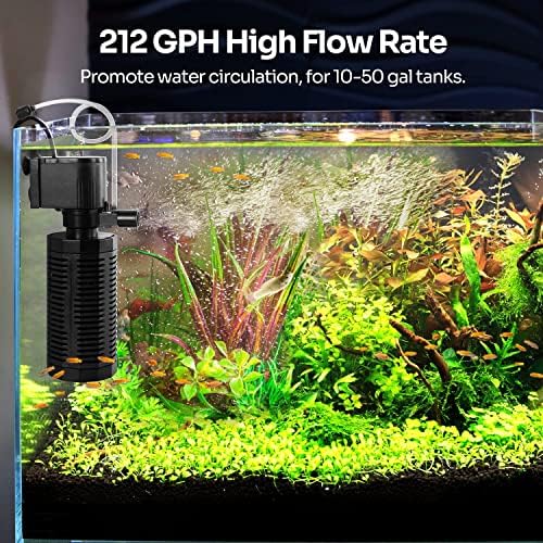 Yaubay Aquarium Internal Filter for 10-50 Gallon Tanks, 13W Power Biochemical Sponge Fish Turtle Tank Filter with Aeration System, Silent Submersible Filters, 212 GPH - Image 3