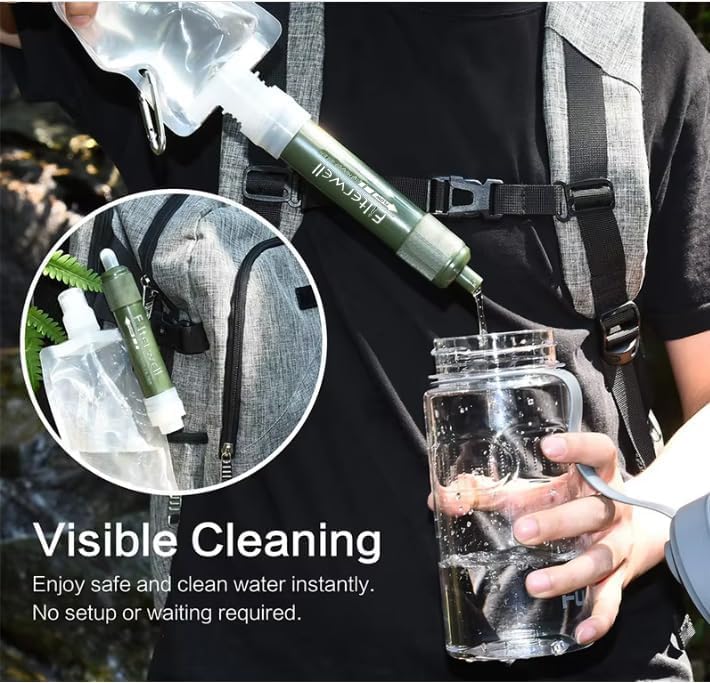 Portable Water Filter Straw,Personal Water Filter Straw, 0.01 Micron Ultrafiltration, Outdoor Water Purifier, Lightweight Outdoor Camping Emergency Survival Kit for Hiking and Travel, Outdoor Life - Image 6