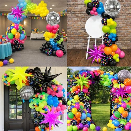 147PCS Neon Balloon Arch Garland Kit with Glow in the Dark Balloons for 80s 90s Disco, Rock and Roll, Birthday, Fiesta and Let's Glow Party Decorations - Image 2
