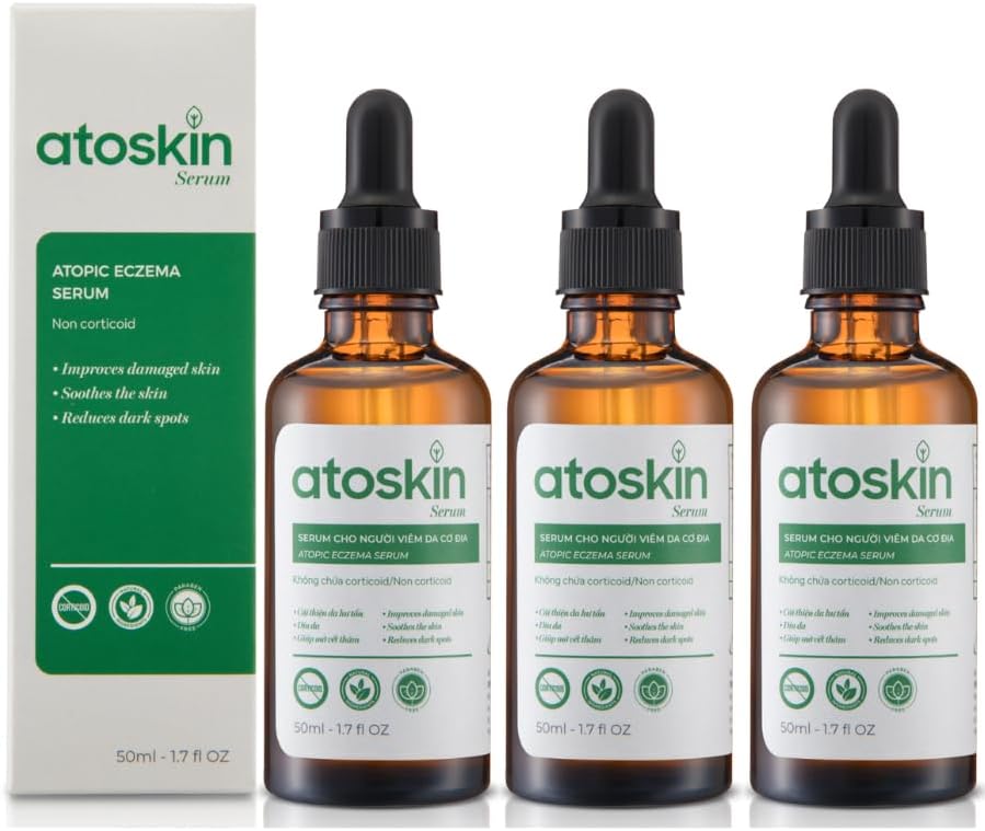 Atoskin Serum (3 Pack) - Intensive Relief for Eczema-Prone, Psoriasis, Dry & Itchy Skin with Biosaccharide Gum-1 & RicoBio JA7 Fragrance-Free, Steroid-Free, 5.1 fl oz Total by ATOSKIN