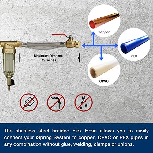 iSpring WSP-50 Spin Down Sediment Filter, Ball Valve Connectors, 50 Micron - Image 3