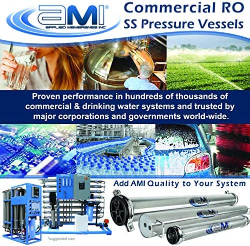 APPLIED MEMBRANES, INC. 4x40 RO Membrane Housing | Stainless Steel RO Pressure Vessel for 4" x 40" RO, UF, NF, MF Membrane Element | Commercial Water Treatment | 300 PSI | U-Pin Style | PV4040SSAU-316 - Image 4