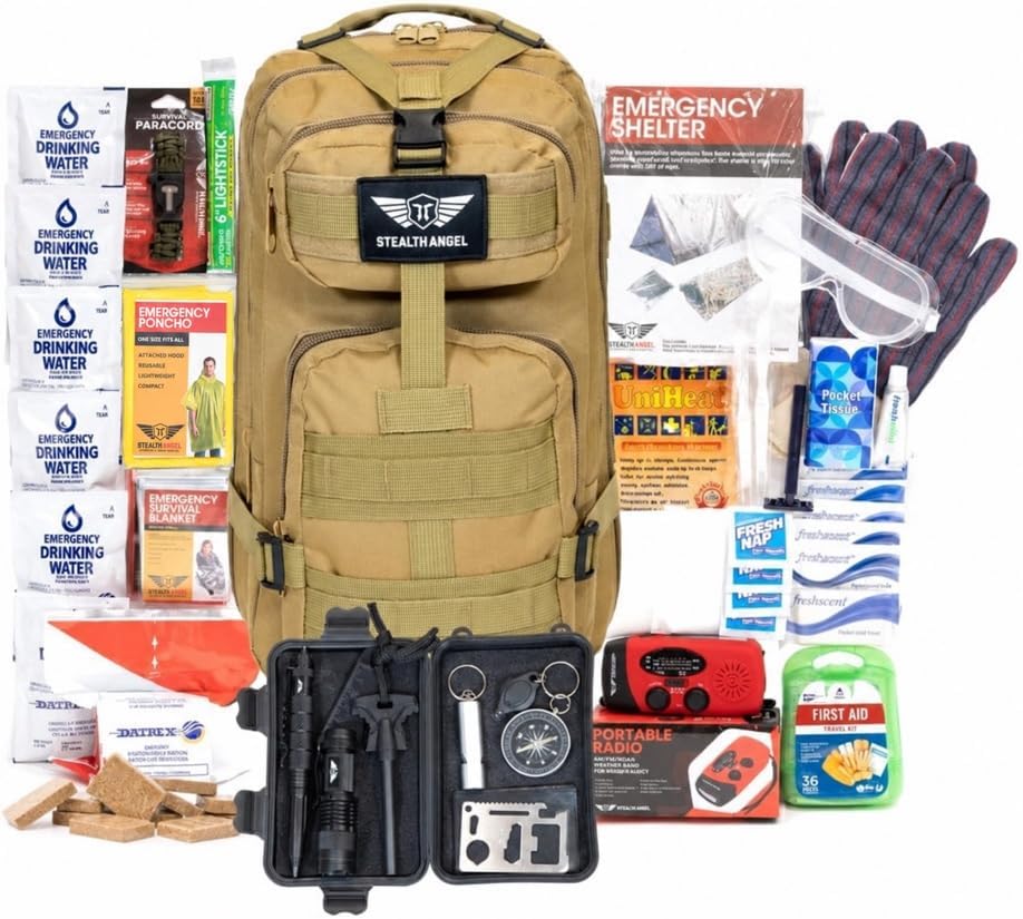 Stealth Angel Survival - 72 Hour Family Emergency Kit - 1-5 Person Survival Bag for Earthquakes, Hurricanes, and Other Natural Disasters by StealthAngel