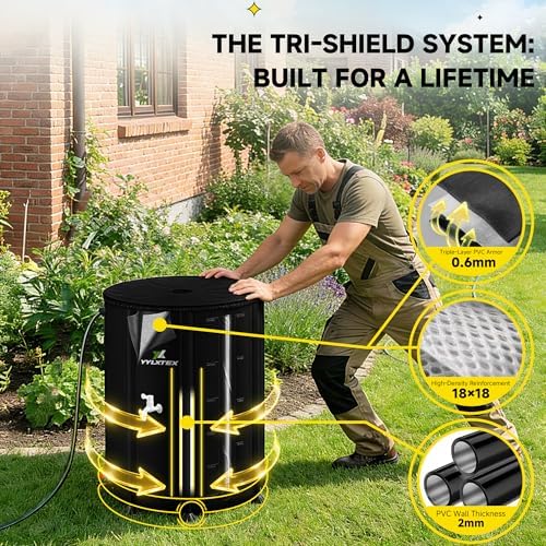 53 Gallon/200L Collapsible RainWater Collection Barrel,Water Tank&Reinforced with 2mm Frame Portable Rain Catcher,Includes Quick-Connect Tap&Sprinkler,Heavy Duty 0.6mm PVC for Long-Lasting Use,Black - Image 2