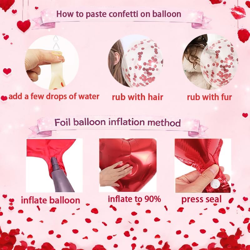 Red Heart Balloon Decoration Kit - Image 2