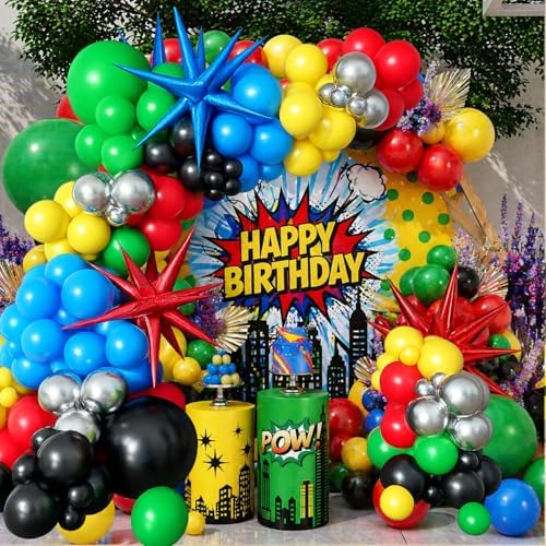 137Pcs Red Blue Yellow Green Black Balloon Arch Kit - Image 6