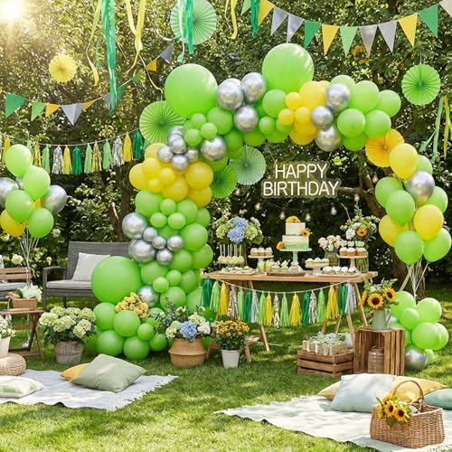 APLANET 150pcs Lime Green Balloons Different Sizes 18 12 10 5 Inch Light Fruit Neon Green Latex Balloon for Birthday Party Dinosaur Jungle Baby Shower, Arch Kit Decoration - Image 7