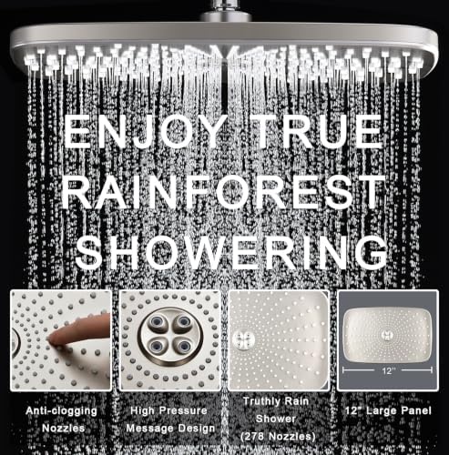 Rain Shower Head with Handheld Showerhead, Nickel 1.8GPM 460311 + Holder - Image 3
