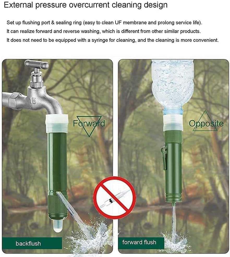 RYTM 3-PC Mini Water Purifier Survival Gear Can Filter 3000l Water 4-Stage Filtration Personal Water Filtration Straw, for Hiking, Camping, Travel - Image 5