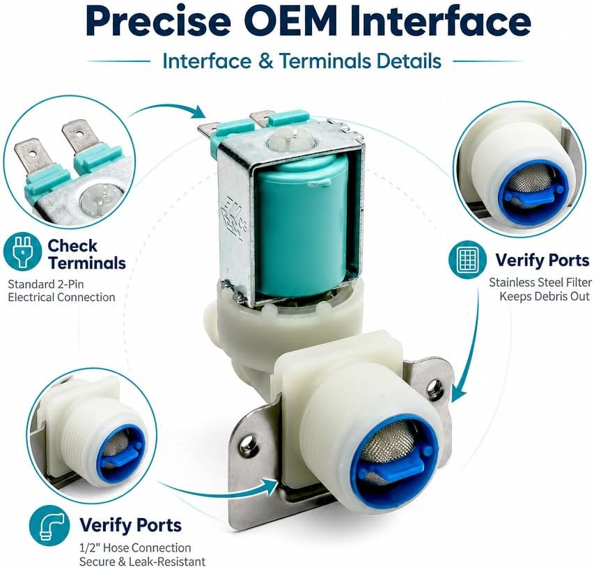 5220FR2006H Washer Water Inlet Valve, Hot Water Inlet Valve Replacement for LG Kenmore Washing Machine, OEM Compatible Washer Fill Valve, Replaces 5220FR2006L 5220FR2006Q 1268123 AP4441935 PS3527427 - Image 2