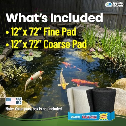Aquatic Experts Classic Koi Pond Filter Pad Bundle – Fine & Coarse Bulk Roll Pond Filter Media, Ultra Durable Reusable Fish Pond Filter Material (Fine: 12" x 72", Coarse: 12" x 72") - Image 2