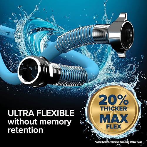 Camco EVOFlex 50-Ft RV Drinking Water Hose - Features Extra Flexible Design w/Stainless Steel Strain Relief Ends - Lead-Free, BPA-Free and Phthalate-Free - 5/8” Inside Diameter (22596) (Pack of 3) - Image 3