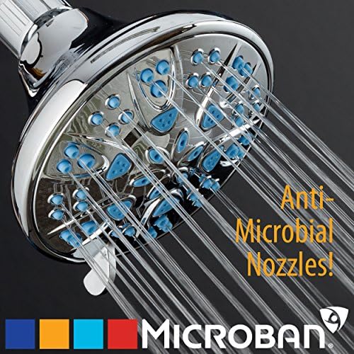 AquaDance Antimicrobial – Anti-Clog High-Pressure 6-Setting Shower Head with Microban Nozzle Protection from Growth of Mold, Mildew & Bacteria for Stronger Shower! 4" Aqua Blue - Image 5
